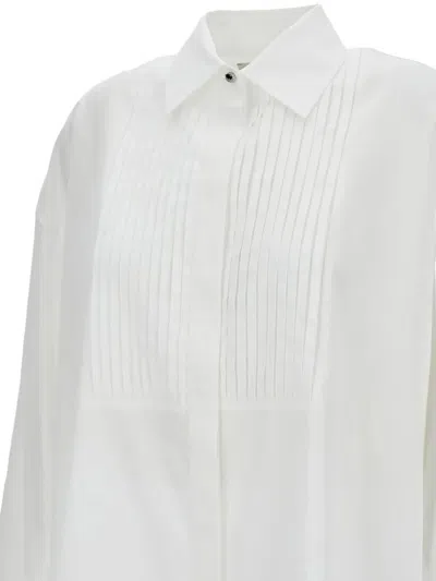 Golden Goose Oversized White Cotton Shirt With Pleated Bib And Jewel Buttons In White