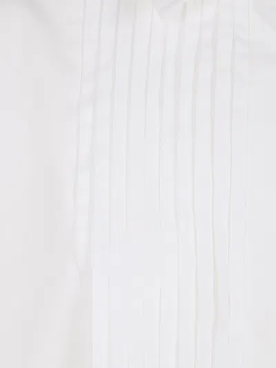 Golden Goose Oversized White Cotton Shirt With Pleated Bib And Jewel Buttons In White