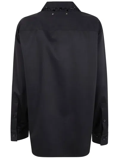 Golden Goose "journey W's" Pajama Shirt With Patch Pockets And Designed Edges Palma W Embroidery Clo In Black