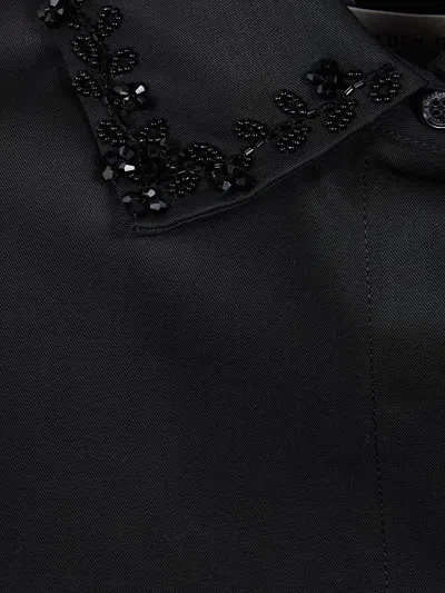 Golden Goose "journey W's" Pajama Shirt With Patch Pockets And Designed Edges Palma W Embroidery Clo In Black