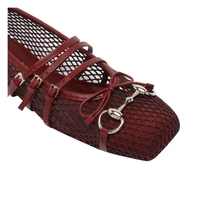 Gucci Net Nappa Triple-strap Horsebit Ballerina Flats In Brown