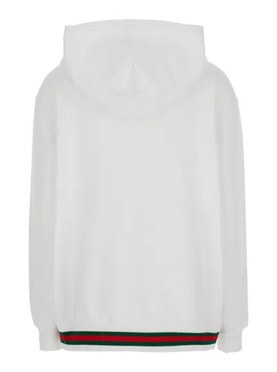 Gucci Women White Sweatshirt With Logo Imprinted On The Front And Web Detail On The Edge In Cotton M In Multi