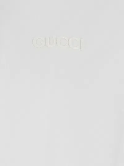 Gucci Women White Sweatshirt With Logo Imprinted On The Front And Web Detail On The Edge In Cotton M In Multi