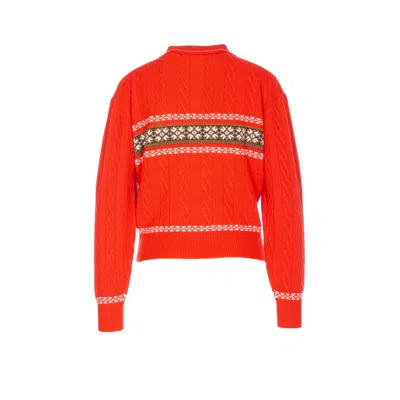 Guest In Residence Cable Collegiate Fair Isle Cable-knit Wool And Cashmere-blend Polo Sweater In Red