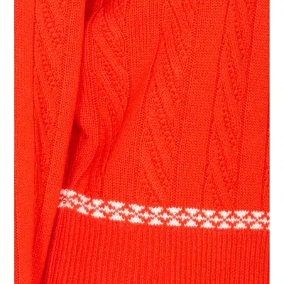Guest In Residence Cable Collegiate Fair Isle Cable-knit Wool And Cashmere-blend Polo Sweater In Red