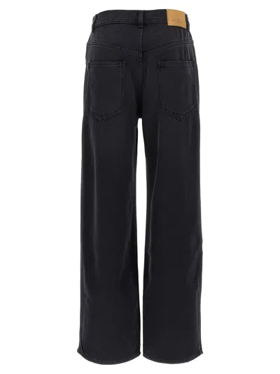 Isabel Marant Distressed Denim Trousers With Wide-leg Design In Black