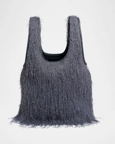 Dries Van Noten Marche Small Fringed Tote Bag In Gray