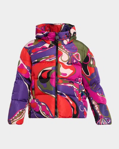 Pucci Abstract-print Puffer Jacket Clothing In Multi