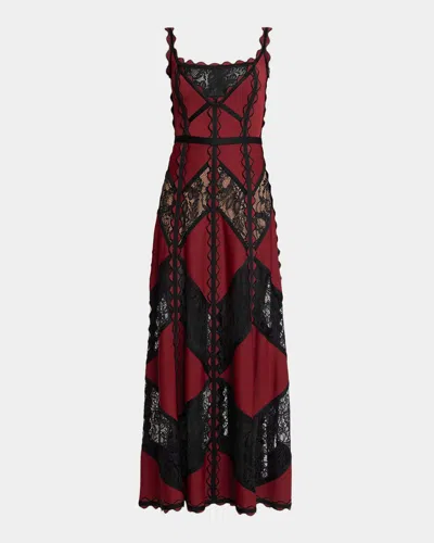 Elie Saab Lace-inset Sleeveless Knit Maxi Dress In Multi