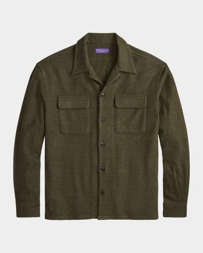 Ralph Lauren Men's Cashmere Glen Plaid Overshirt In Brown