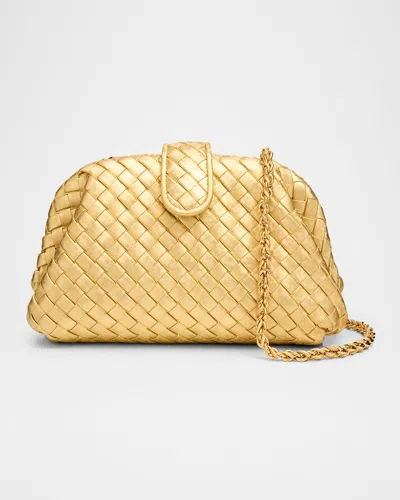 Bottega Veneta Lauren 1980 Small Laminated Leather Clutch Bag In Gold