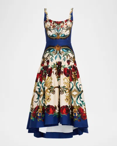 Alice And Olivia Gilded Rose Diana Structured Midi Dress In Multi