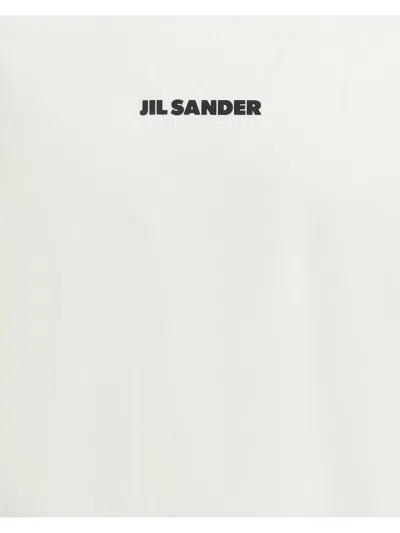 Jil Sander Men White Crewneck T-shirt With Logo Lettering On The Front In Cotton Man