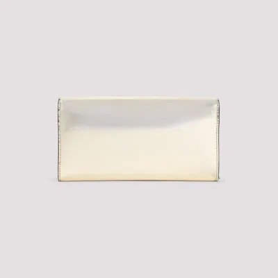 Jimmy Choo Rectangular Clutch Bag In Mirror Gold Leather In Silver