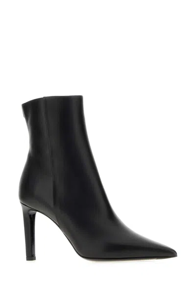 Jimmy Choo Women Black Leather Frankie 85 Ankle Boots In Black