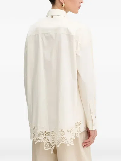 Marciano Floral-appliqué Pocket Shirt In White