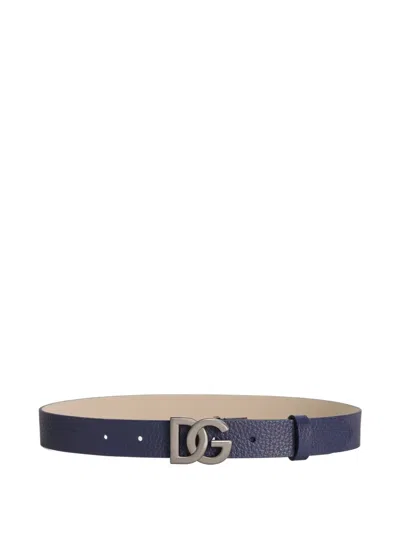 Dolce & Gabbana Leather Belt In Blue