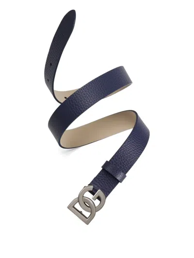 Dolce & Gabbana Leather Belt In Blue