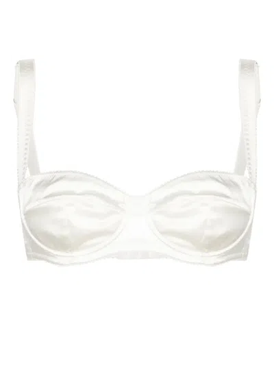 Dolce & Gabbana Scallop-edge Satin Balconette Bra In Pink