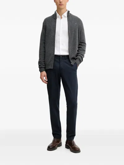 Hackett Elbow-patch Cardigan In Gray