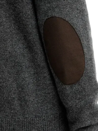 Hackett Elbow-patch Cardigan In Gray