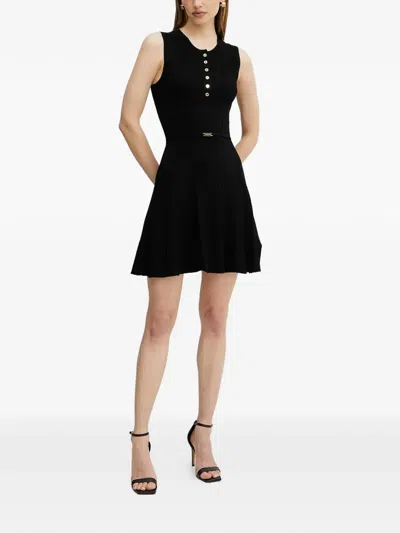 Marciano Button-detail Sleveeless Midi Dress In Black