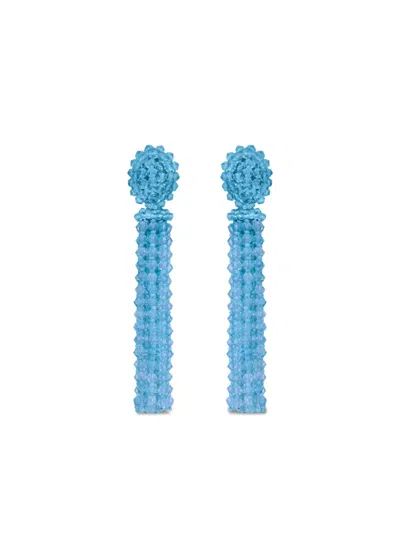 Oscar De La Renta Beaded Tassel Earrings In Brown