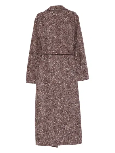 Eleventy Herringbone Tie-waist Coat In Brown