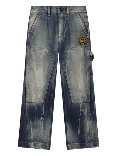 Dolce & Gabbana Logo-appliqué Jeans In Black