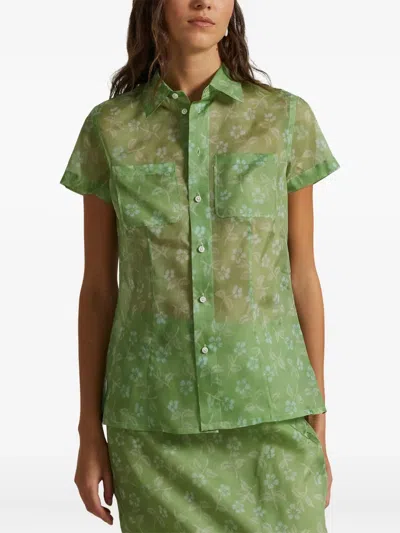 Polo Ralph Lauren Printed Silk Midi Skirt In Green