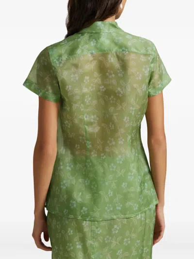 Polo Ralph Lauren Printed Silk Midi Skirt In Green