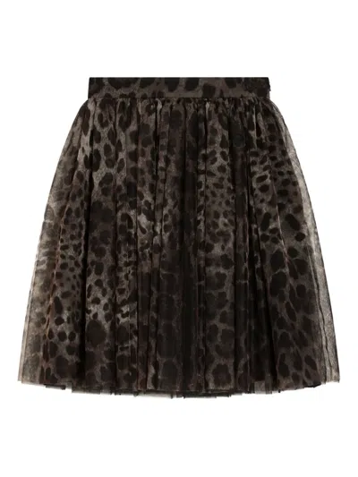 Dolce & Gabbana Leopard-pattern Skirt In Brown