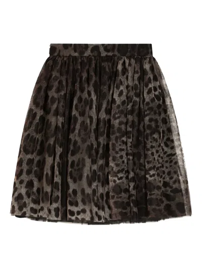 Dolce & Gabbana Leopard-pattern Skirt In Brown
