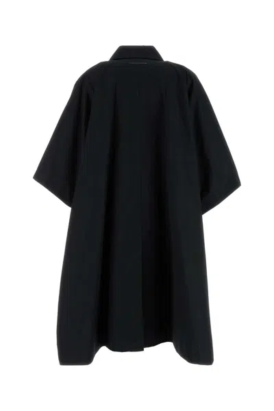 Mm6 Maison Margiela Tailored Cotton Overcoat A-line Silhouette In Black