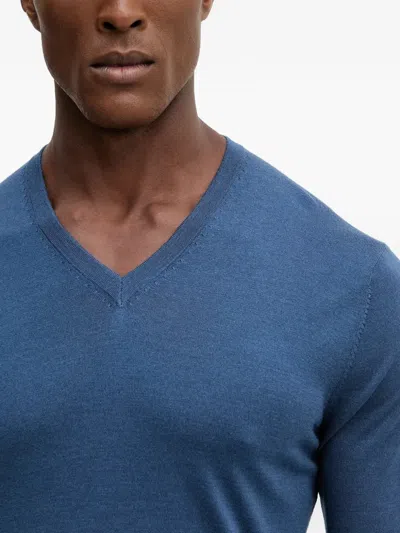Hackett V-neck Sweter In Blue