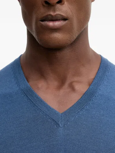 Hackett V-neck Sweter In Blue