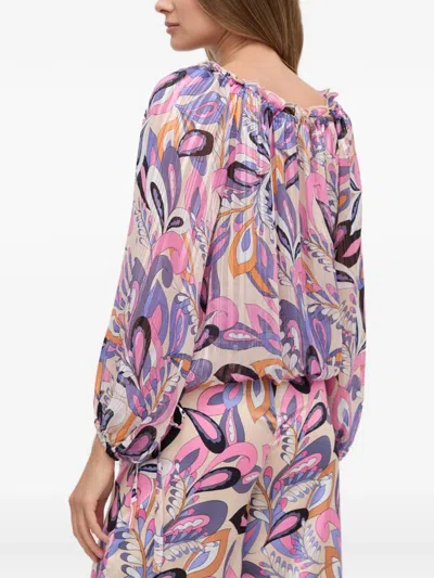 Marciano Ruffled Floral-print Blouse In Pink