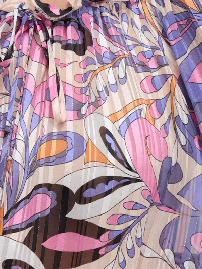 Marciano Ruffled Floral-print Blouse In Pink