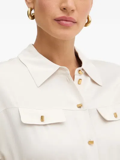 Marciano Polo-collar Pleated Midi Dress In Neutral