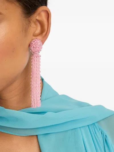 Oscar De La Renta Beaded-embellishments Tassel Earrings In Pink