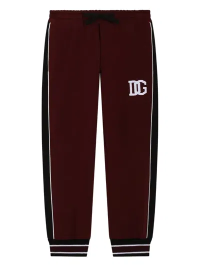 Dolce & Gabbana Logo-print Stripe-detail Pants In Red
