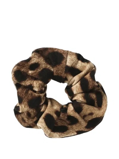 Dolce & Gabbana Leopard-print Hair Scrunchie In Brown
