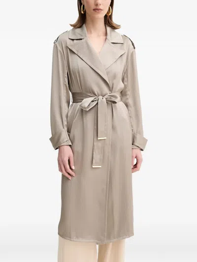 Marciano Belted Notched-lapels Trench In Neutral