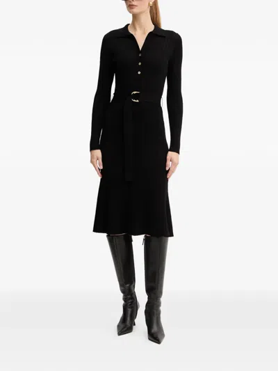 Marciano Long-sleeve Belted Midi Dress In Black