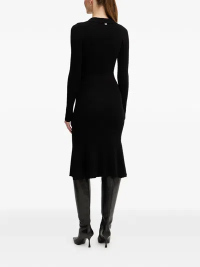 Marciano Long-sleeve Belted Midi Dress In Black