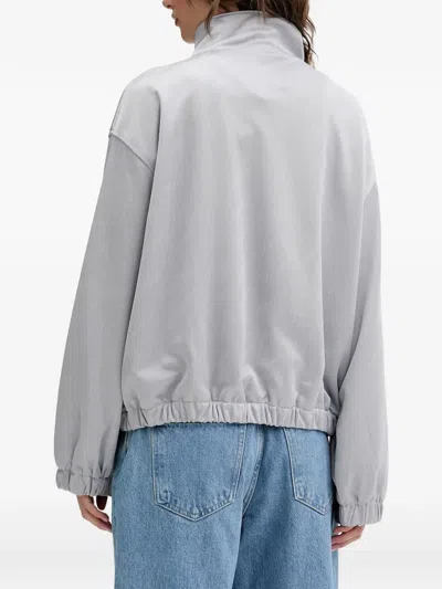 Hugo Boss Logo-patch-zip-up Bomber Jacket In Gray