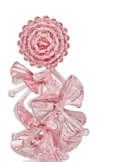 Oscar De La Renta Sequin Floral Earrings In Pink