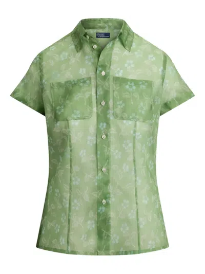 Polo Ralph Lauren Printed Collared Shirt In Green