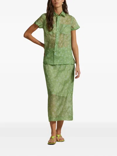 Polo Ralph Lauren Printed Collared Shirt In Green