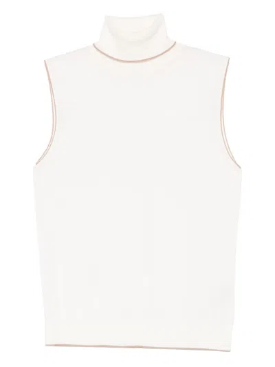 Eleventy Turtleneck Sleeveless Top In Neutral